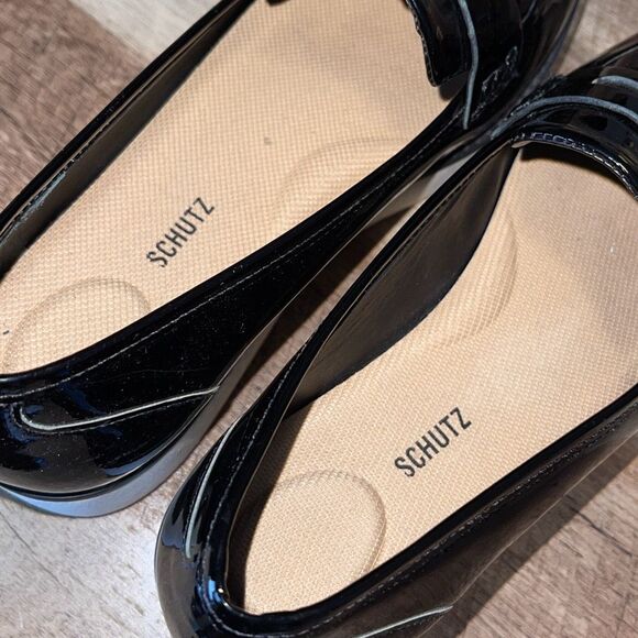 Schutz Womens‎ Bevida Black Box Leather Platform Penny Loafer Oxford Size 7.5 - Picture 5 of 9
